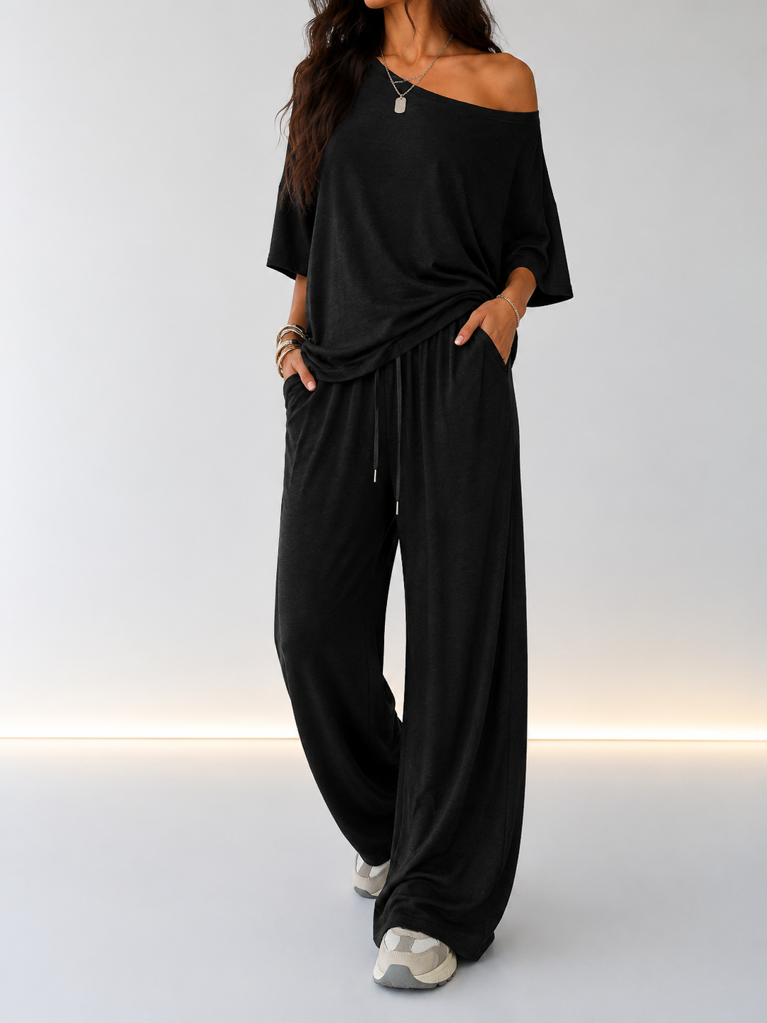 Martina | Completo da top a spalle scoperte e pantaloni