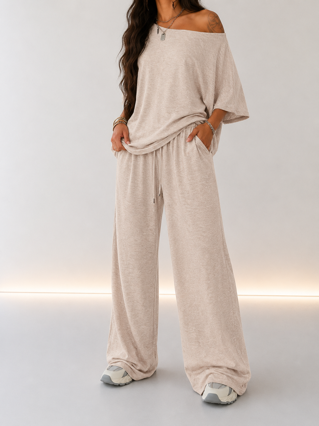 Martina | Completo da top a spalle scoperte e pantaloni