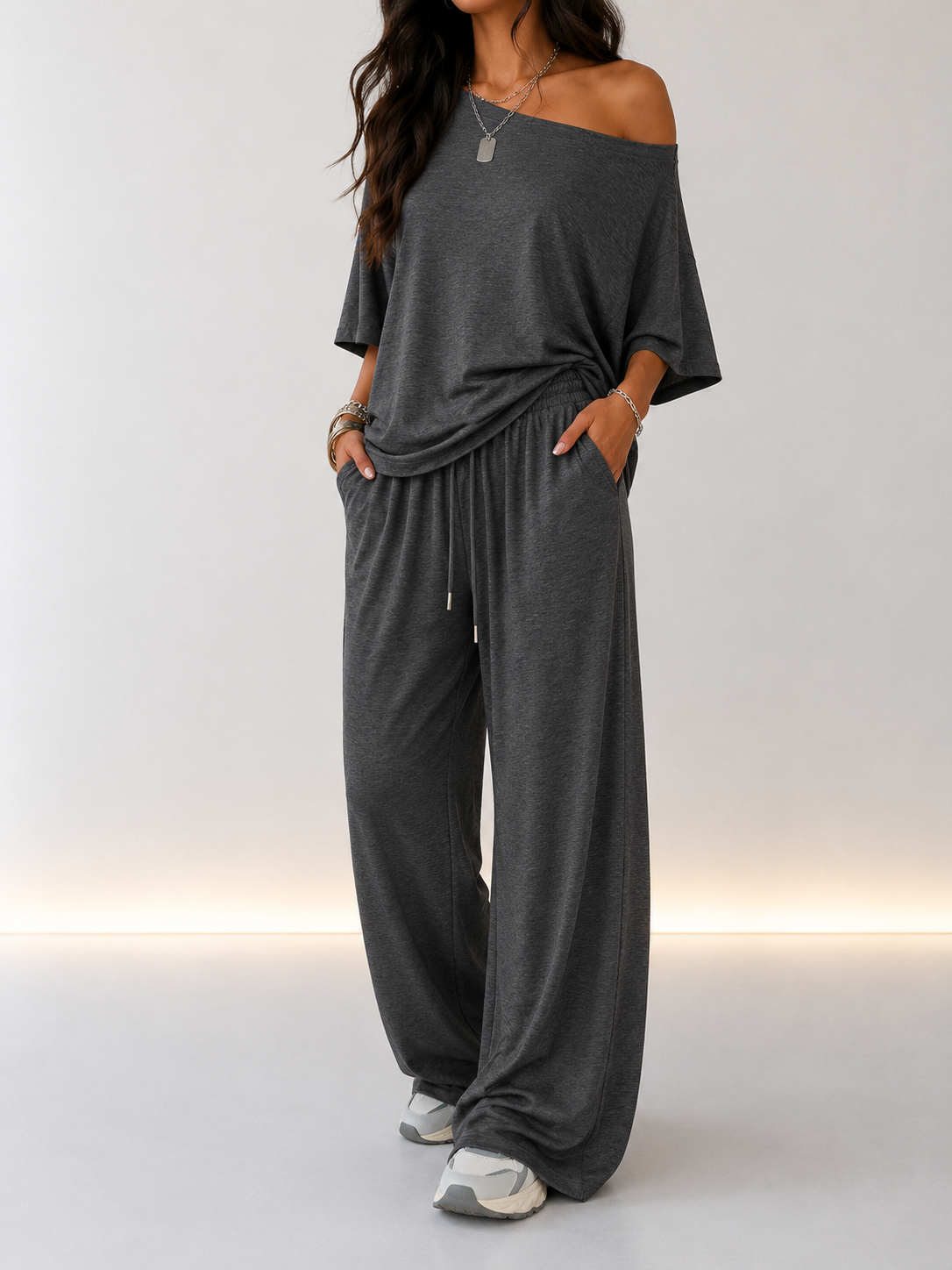 Martina | Completo da top a spalle scoperte e pantaloni