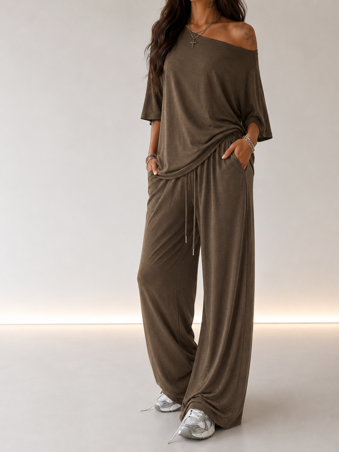Martina | Completo da top a spalle scoperte e pantaloni
