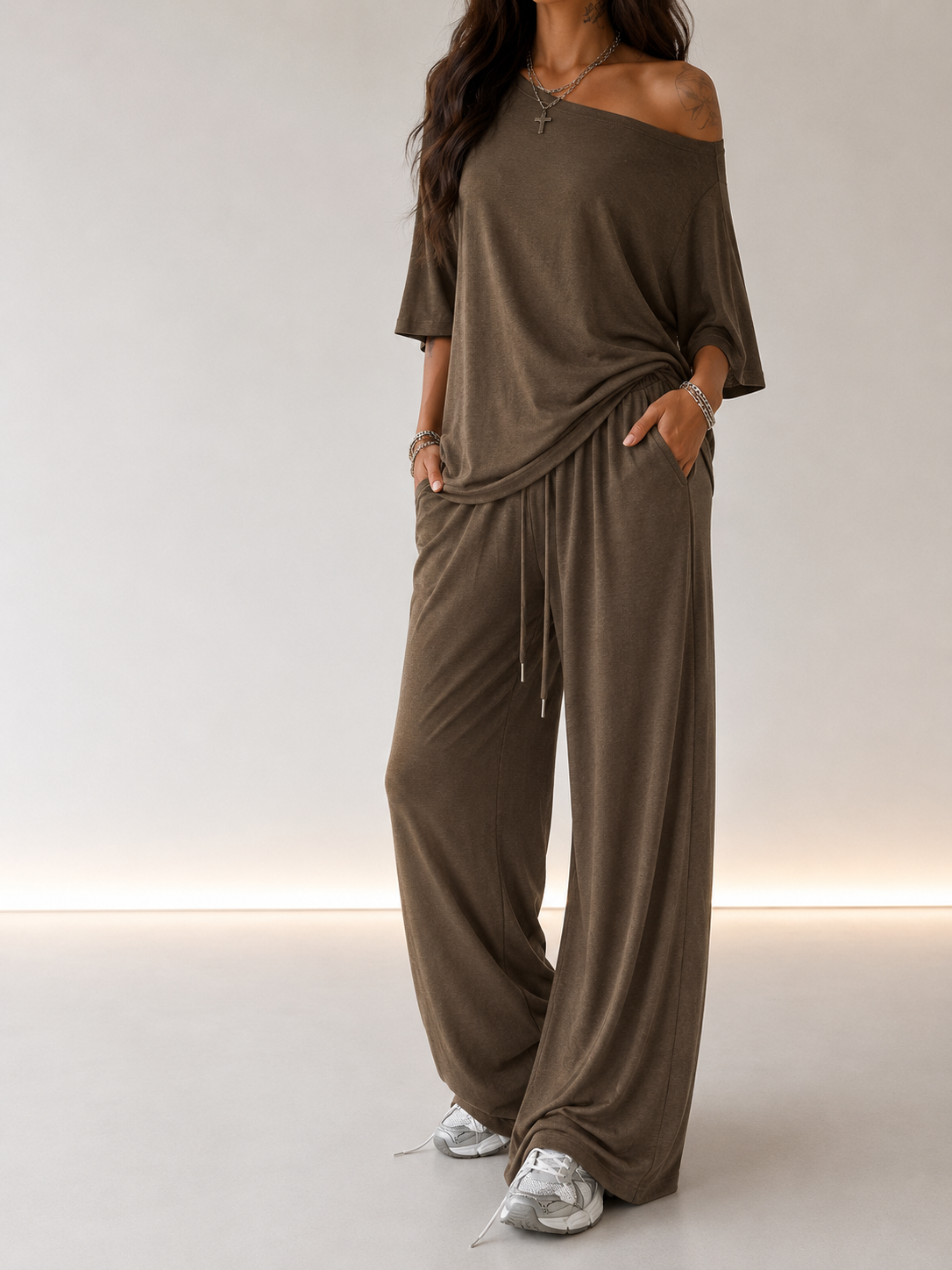 Martina | Completo da top a spalle scoperte e pantaloni