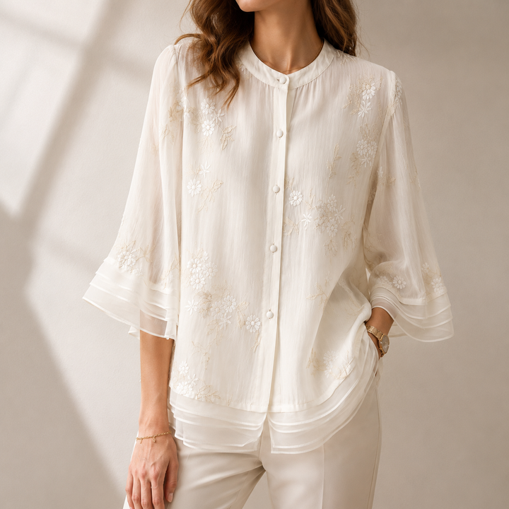 Ilaria | Blusa Chic con Ricami Delicati