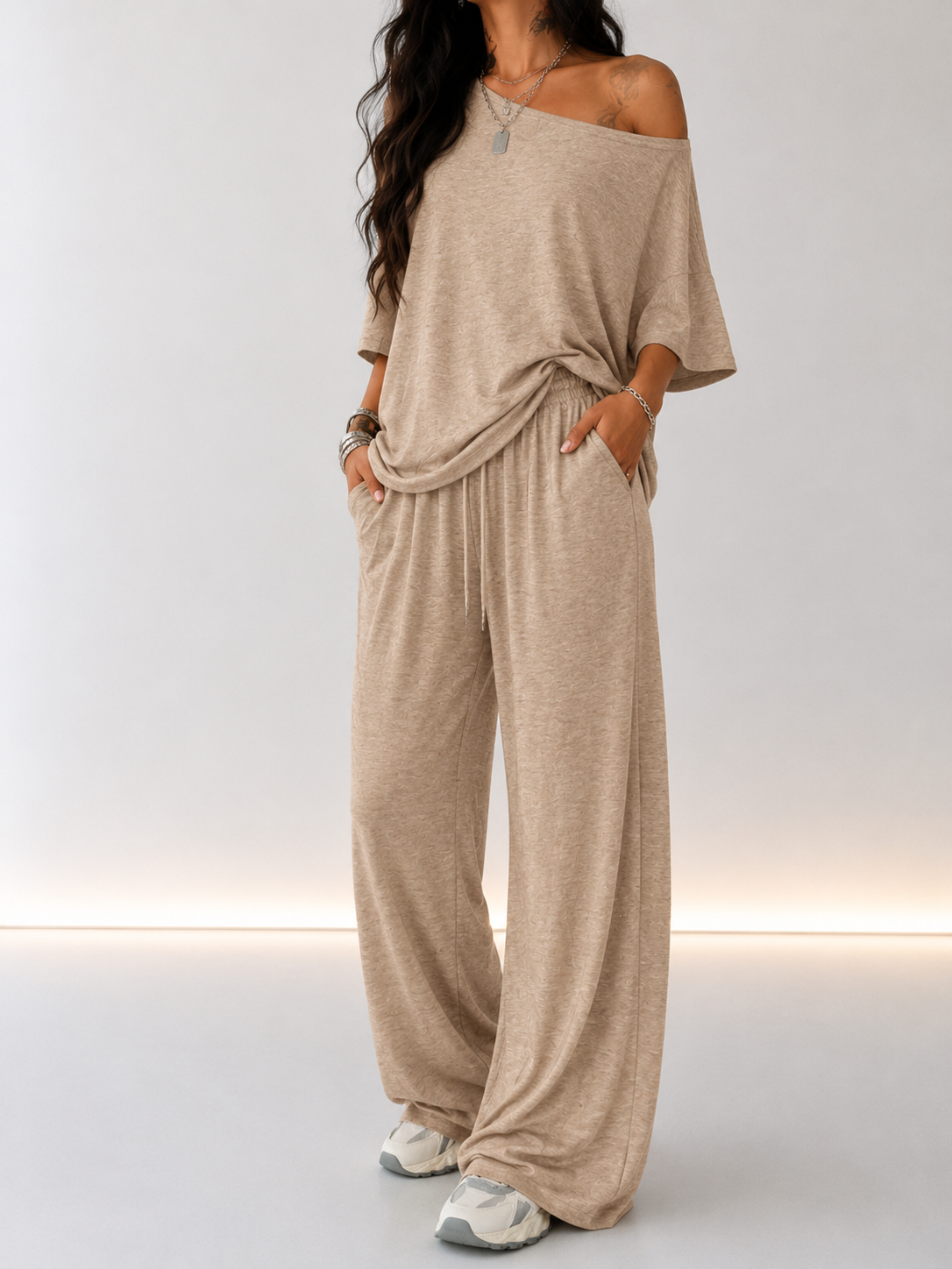 Martina | Completo da top a spalle scoperte e pantaloni