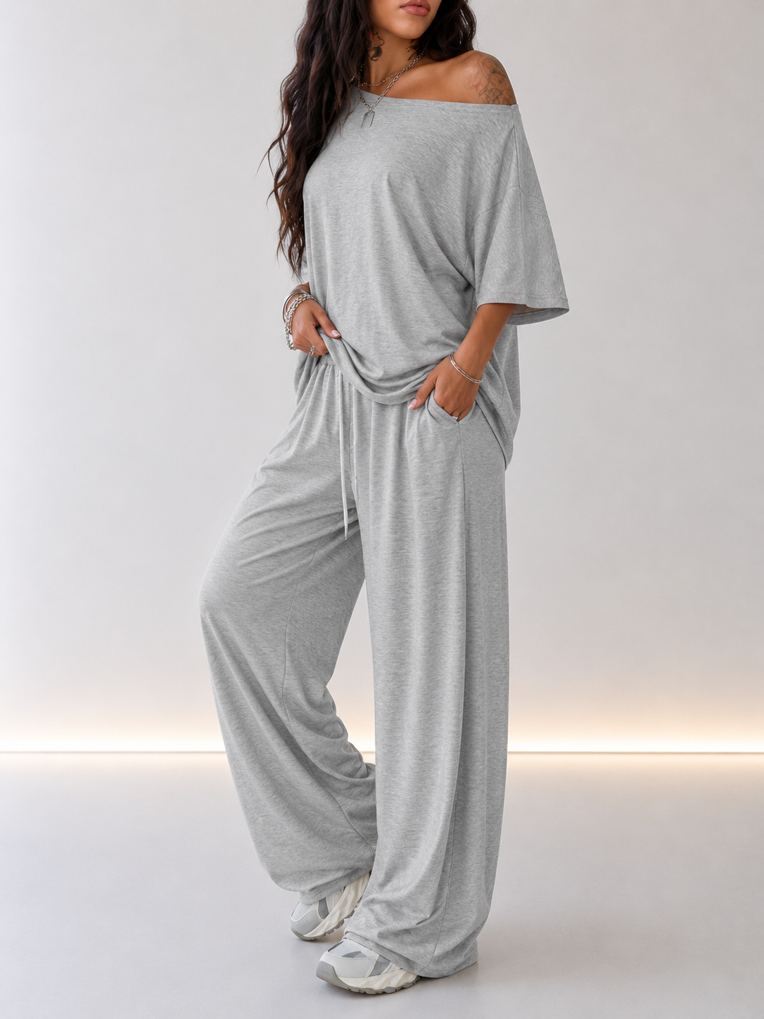 Martina | Completo da top a spalle scoperte e pantaloni