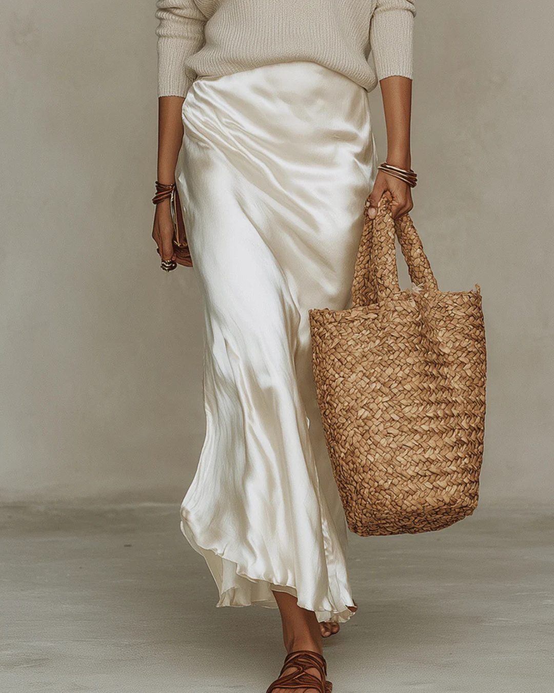 Ginevra | Abito Midi Satinato con Maglione Incluso