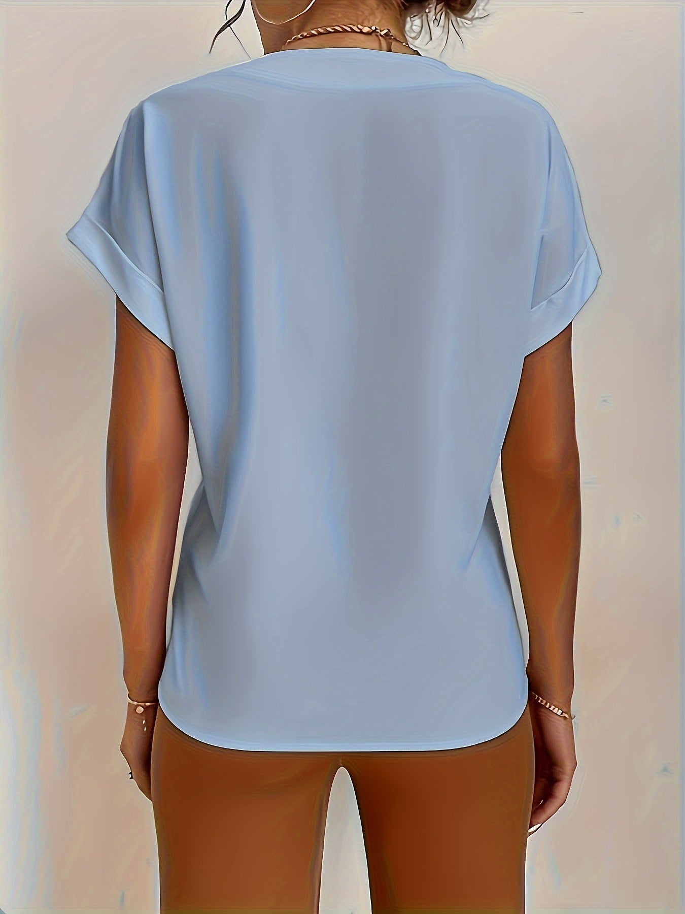 Women's Simple Roll Short-sleeved Casual T-shirt